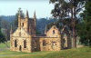 Australia - Tasmania - Port Arthur settlement: church ruins under an old eucalyptus - Australian Convict Sites - UNESCO world heritage - Southern Tasmania (photo by Picture Tasmania/S.Lovegrove)