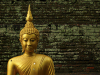 Thailand - Chiang Mai: golden Buddha and dark wall - religon - Buddhism (photo by M.Samper)