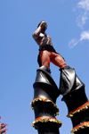 Port of Spain, Trinidad and Tobago: man on stilts in the carnival parade - photo by E.Petitalot