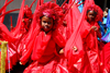 Port of Spain, Trinidad and Tobago: young girls dancing in red costume - carnival - photo by E.Petitalot