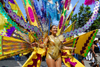 Port of Spain, Trinidad and Tobago: bird of paradise - woman with a colorful costume during the carnival parade - photo by E.Petitalot