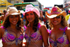 Port of Spain, Trinidad and Tobago: trio of Trinidad girls wearing colourful hats during carnival - photo by E.Petitalot