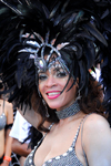 Port of Spain, Trinidad and Tobago: Trinidad girl with black feathers on the head during carnival - photo by E.Petitalot