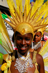 Port of Spain, Trinidad and Tobago: girl with yellow feathers - carnival - photo by E.Petitalot