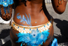 Port of Spain, Trinidad and Tobago: temporary tattoo on the back of a Trinidad girl - flower and derriere - photo by E.Petitalot