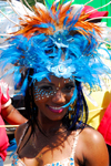 Port of Spain, Trinidad and Tobago: exotic girl with colourful feathers - carnival - photo by E.Petitalot