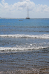 Tobago: a catamaran in creek - seen from the beach - photo by E.Petitalot