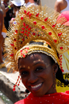 Port of Spain, Trinidad and Tobago: girl in golden bra dancing during  carnival - photo by E.Petitalot 