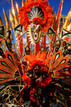 Port of Spain, Trinidad and Tobago: mask and red feathers - carnival parade - photo by E.Petitalot