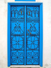 image of Tunisia - Sidi Bou Said: decorated blue gate / door (photo by J.Kaman)