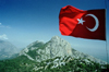 Turkey - Termessos / Gulluk Dagi Termessos / Mt. Gulluk - Antalya Province - Mediterranean region: the mountains and the Islamic flag of non confessional Turkey - photo by J.Kaman