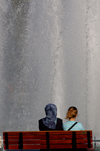 Istanbul, Turkey: Turkish women with and without hijab - fountain - photo by J.Wreford