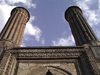 Erzurum / ERZ, Eastern Anatolia, Turkey: fluted minarets of the Twin Minaret Madrasah - Cifte Minareli Medrese - photo by A.Slobodianik