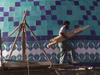 Turkey - Kars / KSY (Kars province): Evliya mosque - repairing the tiles - photo by A.Slobodianik