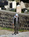 Turkey - Urfa / Edessa: old man walking by the cemetery - photo by C. le Mire