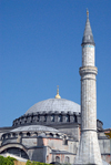 Istanbul, Turkey: central dome and the stone minaret - Hagia Sophia - Saint Sophia / Ayasofya / Haghia Sophia - photo by M.Torres
