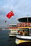 Istanbul, Turkey: boat' stern with Turkish flag - Pasabahe at the Municipal Ferry Port - Eminn District - photo by M.Torres