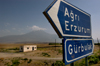 Mount Ararat, Agri Province, East Anatolia, Turkey: road signs on the road to Erzurum - Agri, Erzurum, Grbulak - photo by J.Wreford