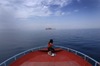 Lake Van / Gola Wan / Van Gl, Van province, Eastern Anatolia, Turkey: girl in a boat's prow - photo by J.Wreford