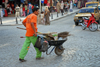 Urfa / Edessa / Sanliurfa, Southeastern Anatolia, Turkey: street cleaner with wheelbarrow - photo by W.Allgwer