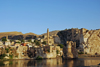 Hasankeyf / Heskif, Batman Province, Southeastern Anatolia, Turkey: the town reflected on the river tigris - photo by W.Allgwer