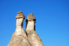 Cappadocia - Greme, Nevsehir province, Central Anatolia, Turkey: twin fairy chimneys - Valley of the Monks - Pasabagi Valley- photo by W.Allgwer