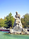 Ashgabat - Turkmenistan - statue of Magtymguly Pyragy - nationalist poet - photo by G.Karamyanc / Travel-Images.com