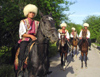 Ashgabat - Turkmenistan - young men in Akhalteke / Ahalteke breed horses - national Turkmen clothes - photo by G.Karamyanc / Travel-Images.com