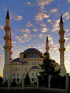 Turkmenistan - Ashghabat / Ashgabat / Ashkhabad / Ahal / ASB: Sleyman Demirel / Sulieman Demeril - Ertogrul Gazy Mosque - huge Turkish style mosque - islamic architecture - modeled after the Blue Mosque in Istanbul - Azadi Mosque - religion - Islam - photo by Karamyanc