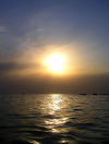 Turkmenistan - Balkan velayat: sun over the Caspian sea - photo by G.Karamyanc