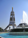 Ashgabat - Turkmenistan - Arch of Neutrality and a fountain - photo by G.Karamyanc / Travel-Images.com