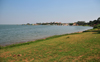 Entebbe, Wakiso District, Uganda: the Botanical beach on the shore of Lake Victoria - looking at the marina and the naval base, Manyago area - photo by M.Torres