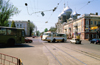 Odessa, Ukraine: vehicles on busy Taras Shevchenko avenue and the domes of St. Panteleimon the Healer church - photo by K.Gapys