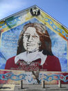 Ulster - Northern Ireland - Belfast: Republican mural - IRA's Bobby Sands - hunger striker (photo by R.Wallace)