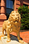Portsmouth, New Hampshire, USA: bronze lion, a symbol of Frank Jones, who rebuilt the Rockingham Hotel - New England - photo by M.Torres