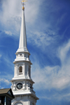 Portsmouth, New Hampshire, USA: Italianate spire of the North Church - Congregational church - Market Square and Congress St. - dramatic sky - New England - photo by M.Torres
