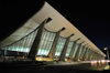 Dulles, Virginia, USA: Washington Dulles International Airport - main terminal at night - architect Eero Saarinen - the roof is a suspended catenary - IAD - photo by M.Torres
