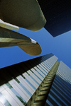 Dallas, Texas, USA: looking at the sky - skyscrapers and abstract sculpture - photo by C.Lovell