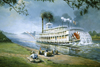 Memphis, Tennessee, USA: mural of river boat on the Mississippi - paddlewheeler - photo by C.Lovell