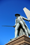 Boston, Massachusetts, USA: Charlestown - Bunker Hill Monument - William Prescott Statue, sword in hand, facing the British troops - photo by M.Torres