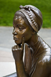 Boston, Massachusetts, USA: poet Phillis Wheatley at the Boston Womens Memorial honors historical figures and is located in the parkway along Commonwealth Avenue - sculptor Meredith Bergmann - Back Bay - photo by C.Lovell