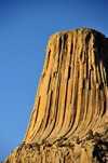 Devils Tower National Monument, Wyoming: monolithic igneous intrusion or volcanic neck - magma welled up into the surrounding sedimentary rock - photo by M.Torres