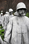 Washington, D.C., USA: Korean War Veterans Memorial - US Army lead scout and other soldiers with ponchos - stainless steel sculptures - West Potomac Park - National Mall - photo by M.Torres