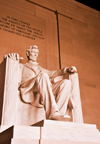 Washington, D.C., USA: Lincoln Memorial - throne - the 16th president in his royal posture - statue carved by the Piccirilli brothers, under the supervision of the sculptor Daniel Chester French - photo by M.Torres