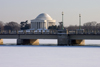 Washington, D.C., USA: winter scene - Kutz Bridge and the Jefferson Memorial, honoring Thomas Jefferson - architect John Russell Pope - neoclassical style - Tidal Basin - photo by C.Lovell
