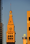 Denver, Colorado, USA: Daniels & Fisher Tower - modeled on the campanile of St. Mark's Cathedral in Venice - blond brick and terracotta trim - Seth-Thomas clock - architects Frederick J. Sterner and George H. Williamson - 16th Street Mall and Arapahoe Street, CBD - photo by M.Torres