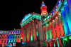 Denver, Colorado, USA: Denver City and County Building - Christmas lights - curved wings with colonnades of Ionic columns - Allied Architects, Robert K. Fuller and Associated Architects - photo by M.Torres