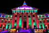 Denver, Colorado, USA: Denver City and County Building - night photo - Christmas lights - Bannock St - Civic Center - photo by M.Torres