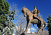 Denver, Colorado, USA: art in the Civic Center Park - sculpture 'On the War Trail' by Alexander Phimister Proctor - Indian warrior on horse - photo by M.Torres