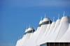 Denver, Colorado, USA: Denver International Airport - Elrey B Jeppesen terminal - tensile fiberglass roof supported by 34 steel masts, inspired in the snow-capped Rocky Mountains - designed by Curtis W. Fentress, of Fentress Bradburn Architects - photo by M.Torres